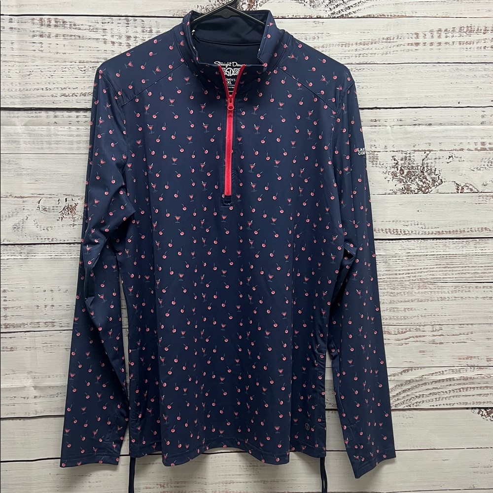 NWT Straight Down Golf Cherry Martini Quarter-Zip Top